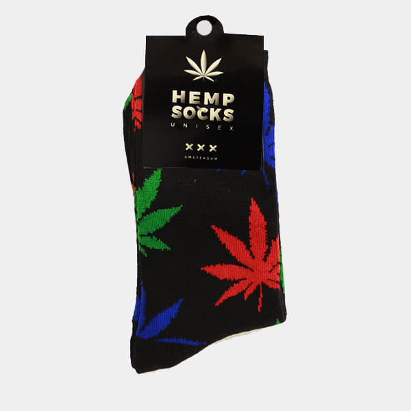 Cannabis socks unisex black color long 40cm