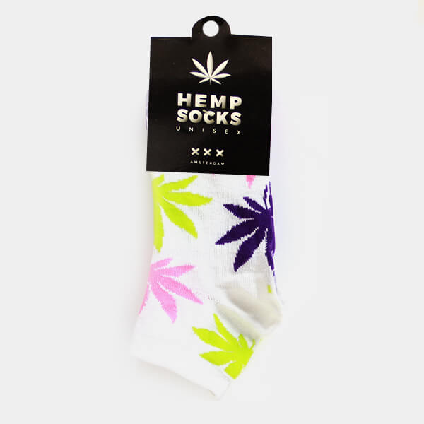 Cannabis socks unisex white color short 22cm