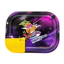 Afbeelding in Gallery-weergave laden, Pineapple Express Small Metal Rolling Tray + Magnetic Grinder Card -14×18cm
