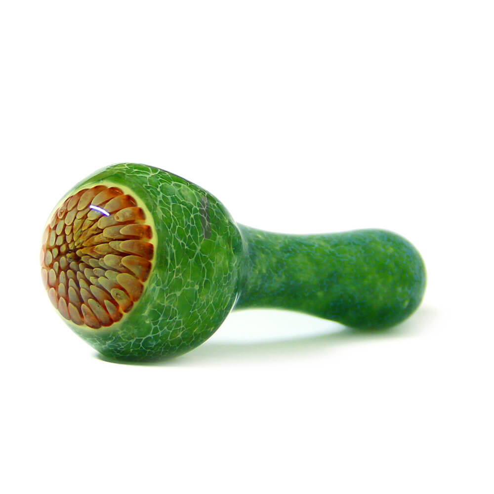 Abstract Implosion Design Glass Pipe - Bright Green Color - 14cm
