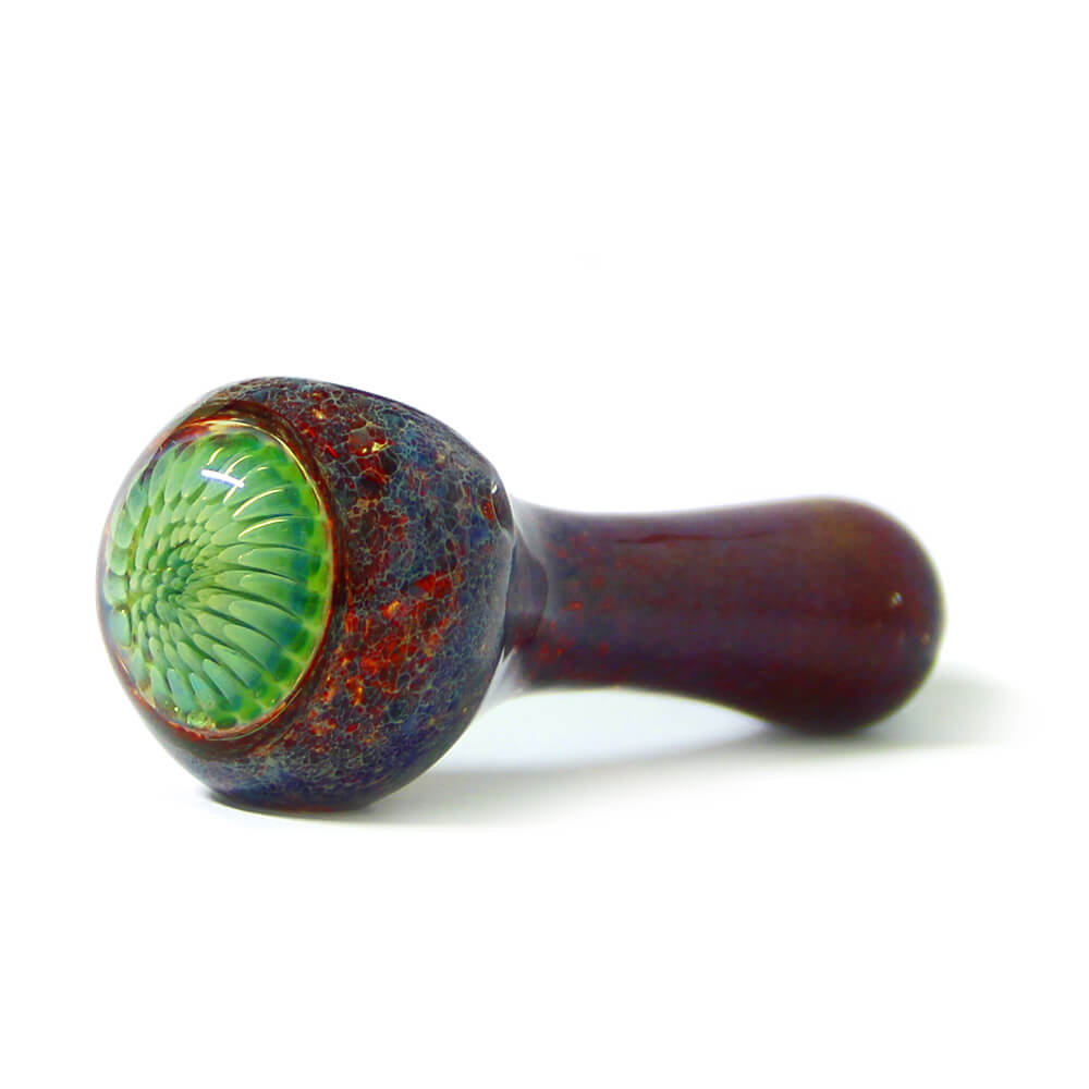 Abstract Implosion Design Glass Pipe - Deep Red Color- 14cm