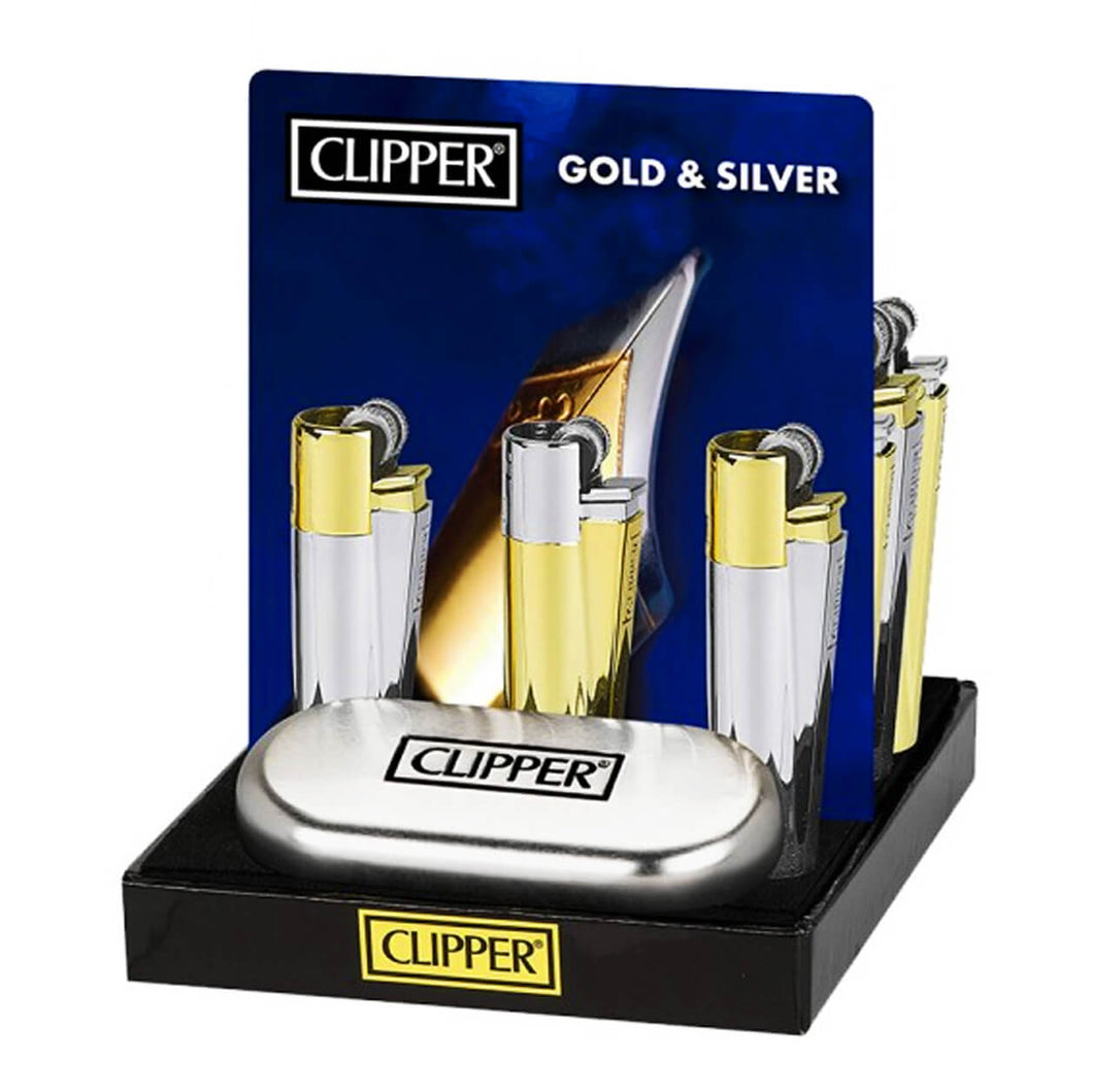 Clipper™ Gold And Silver Metal Premium Lighters