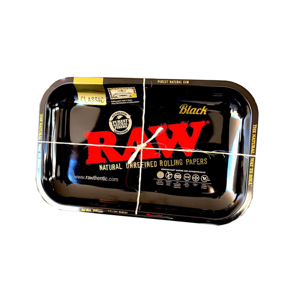 RAW – Black Medium Metal Rolling Tray - 17x27cm